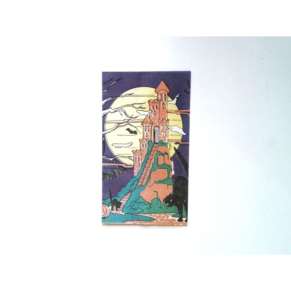 Betta Products Halloween Castle Black Cat Moon Gift Tag Card Small 2.5x5"